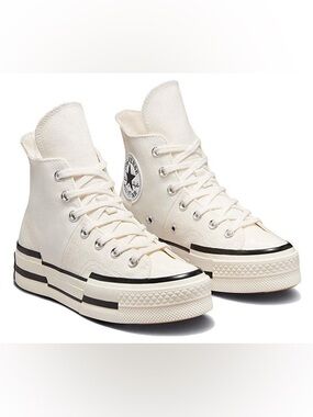 Converse Chuck 70 Plus Egret High-Top Platform Sneakers